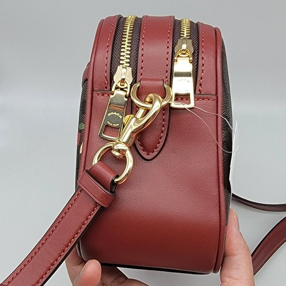 Coach Jes Crossbody in Signature Canvas with Heart Petal Print C7617 Brown Multi - Picture 3 of 8